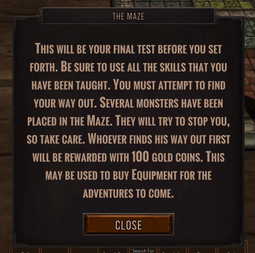 The Maze introduction is displayed in the redesigned quest briefing.